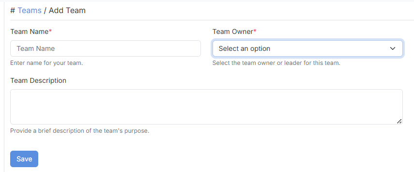 Creating New Teams
